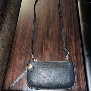 Joy Susan Elegant Black Vegan Leather Crossbody Bag